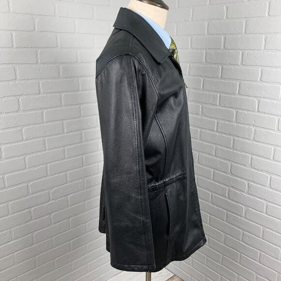 Middlebrook Park Jacket Men Small Black Leather Anorak Zip Retro Coat‎ Casual - Picture 4 of 14